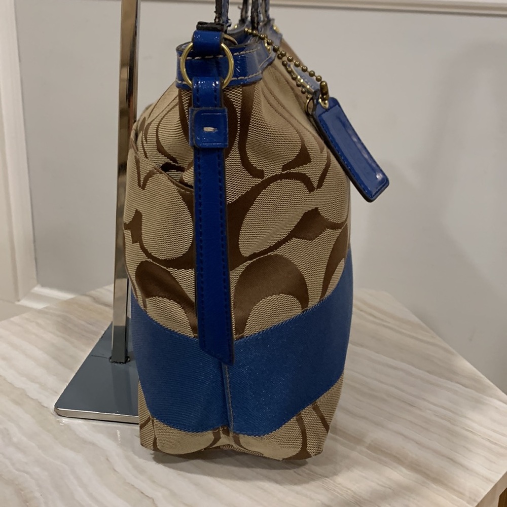 Coach Brown and Blue Signature Tote - Picture 3 of 15